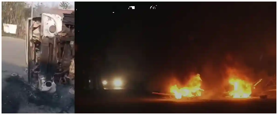 মণিপুর বিষ্ণুপুর সংঘর্ষে ১৮ আহত, দুটি যানবাহনে আগুন — মাদক জব্দের পর অস্ত্র অভিযানকে ঘিরে উত্তেজনা